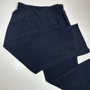 NWT WORTHINGTON Stretch Women Katharine Fit Straight Leg Navy Blue Pleated Sz 18